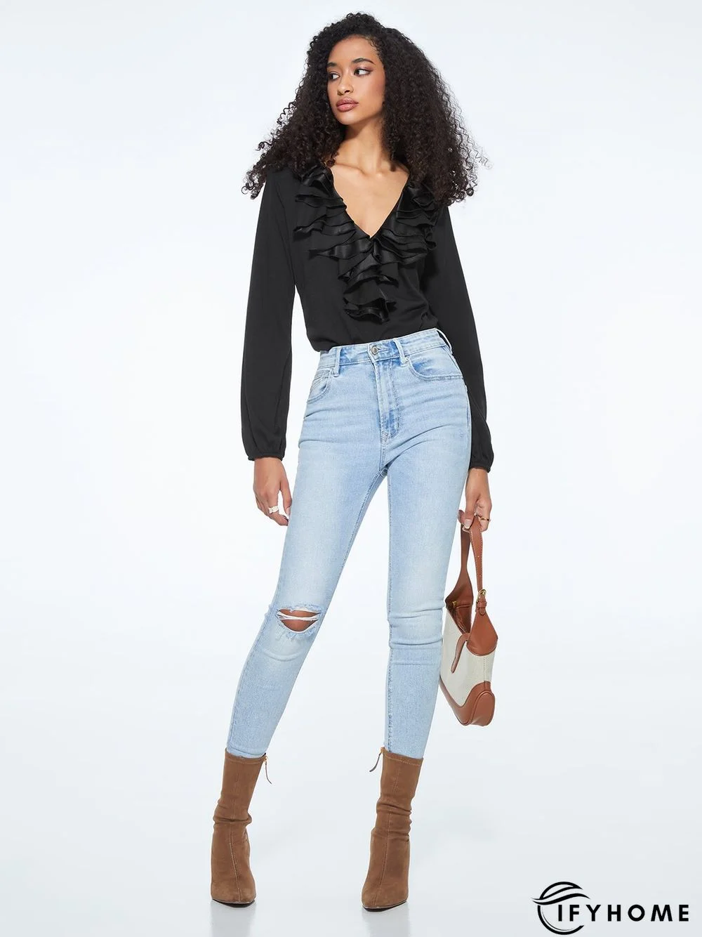 Black Long Sleeve Vintage Top | IFYHOME