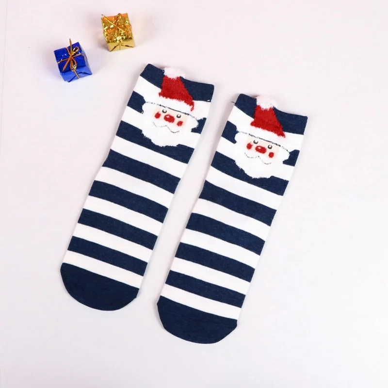 1 Pair Women Socks Casual Winter Christmas Socks David's Deer Cotton Cartoon Keep Warm Cute Lady Girls Sock Christmas Gift 2021