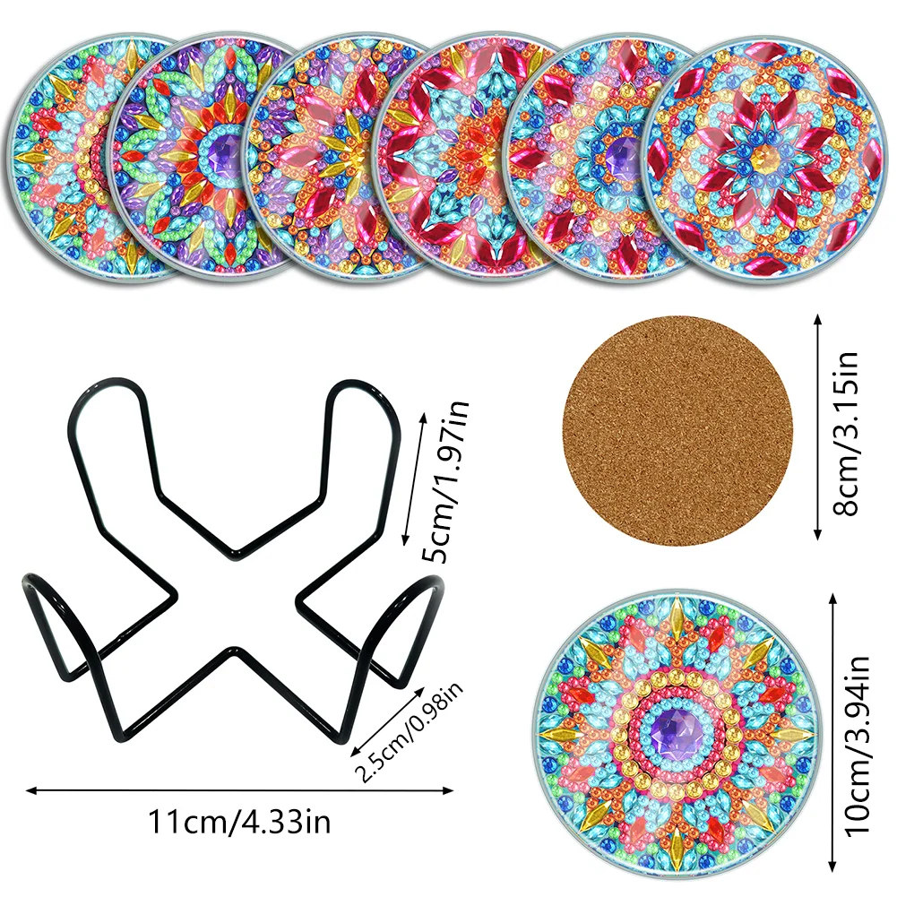 [Upgrade - Waterproof Coaster]6pcs DIY Mandala Coaster Set Holiday Christmas for Adults and Beginners(With Covers)