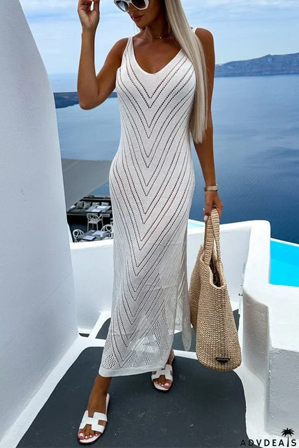 Talk about Vacation Knit Split Cover Up Midi Dress