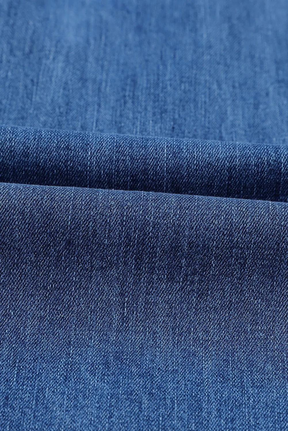Sky Blue Distressed Raw Hem High Waist Flare Jeans