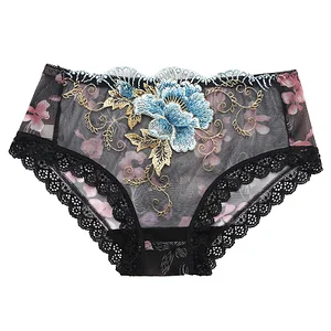 Embroidered Sexy Transparent Men's Briefs