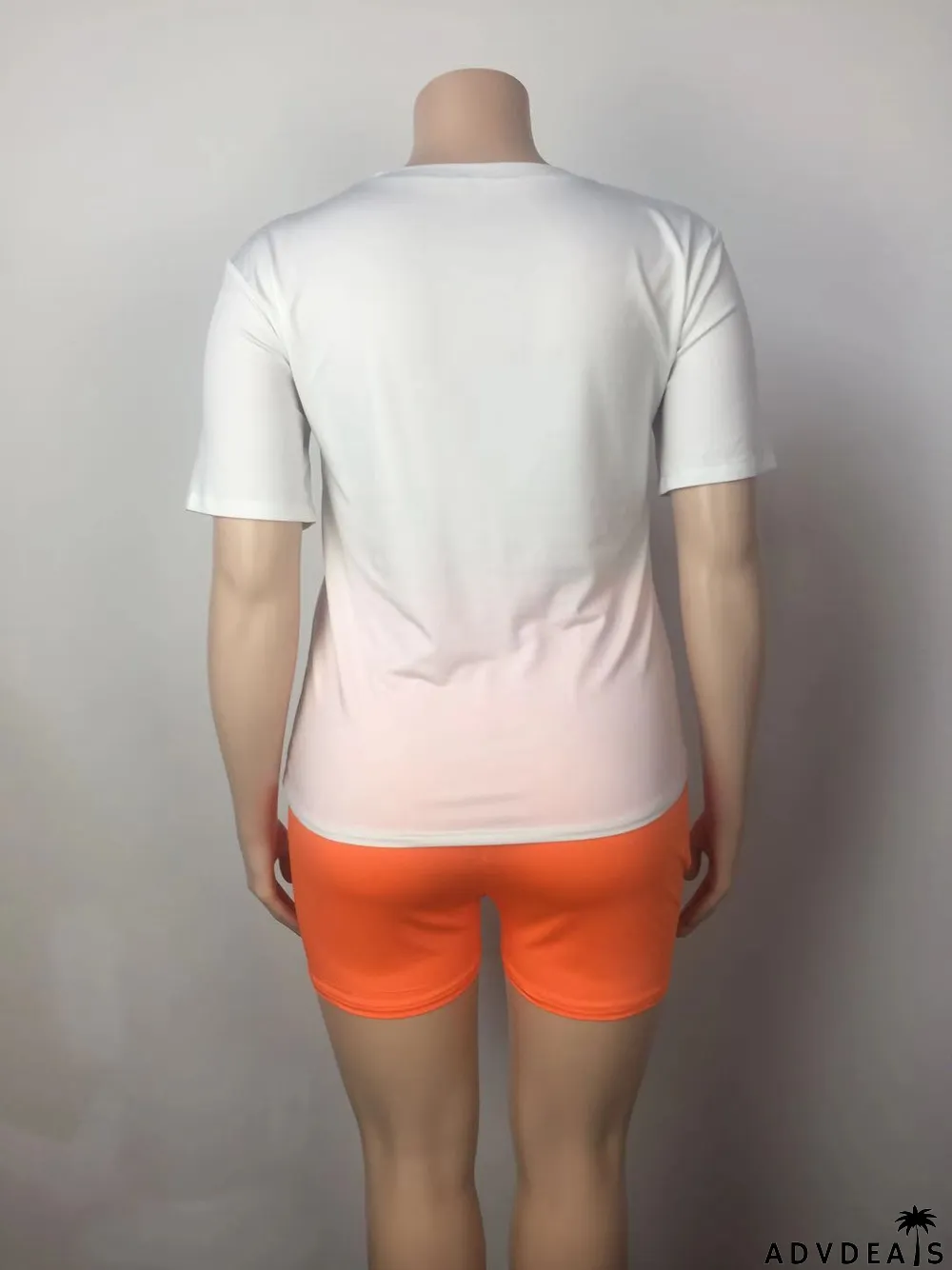 Plus Size Women Summer Casual Print Top And Pocket Shorts Two Piece