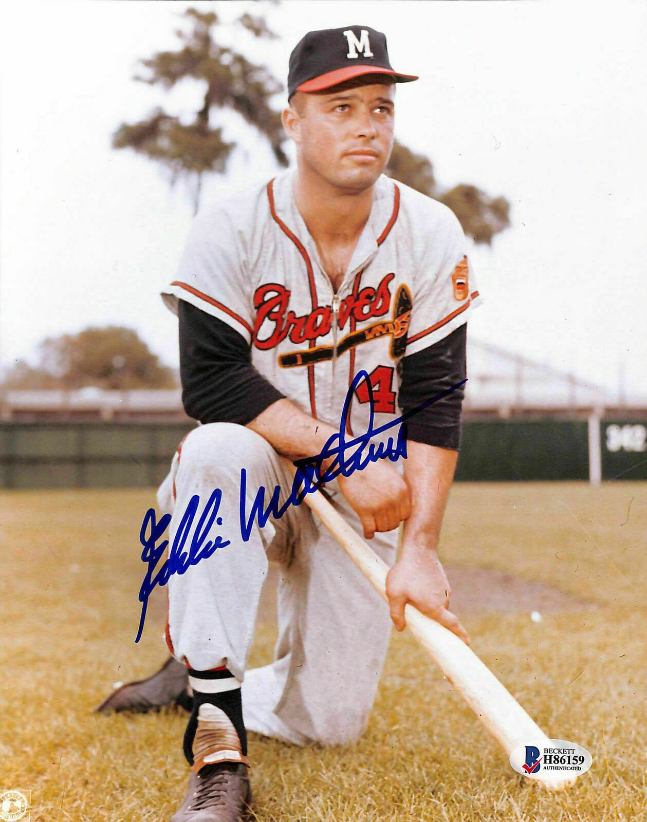 Eddie Mathews signed Milwaukee Braves 8x10 autographed Photo Poster painting BAS Beckett COA (B)