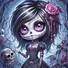 Purple Rose Gothic Girl Full 11CT Printed Cross Stitch Kits Adults 40x40cm