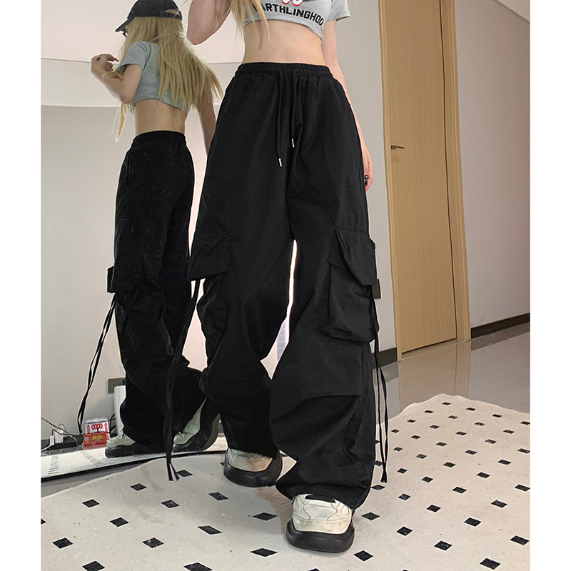 OLCooL Streetwear Women Cargo Pants American Retro All Match Loose Straight Trousers Harajuku Hip Hop Casual Wide Leg Pants New olcool