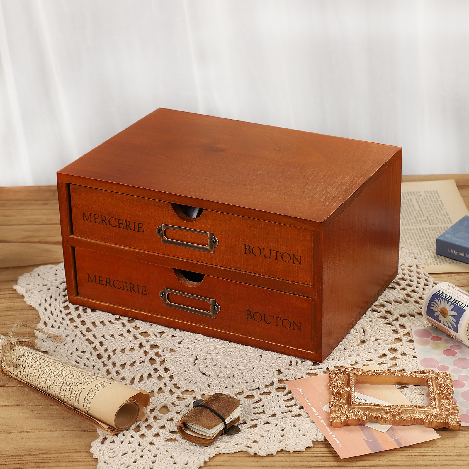 Journalsay vintage multi-layered wooden drawer storage box