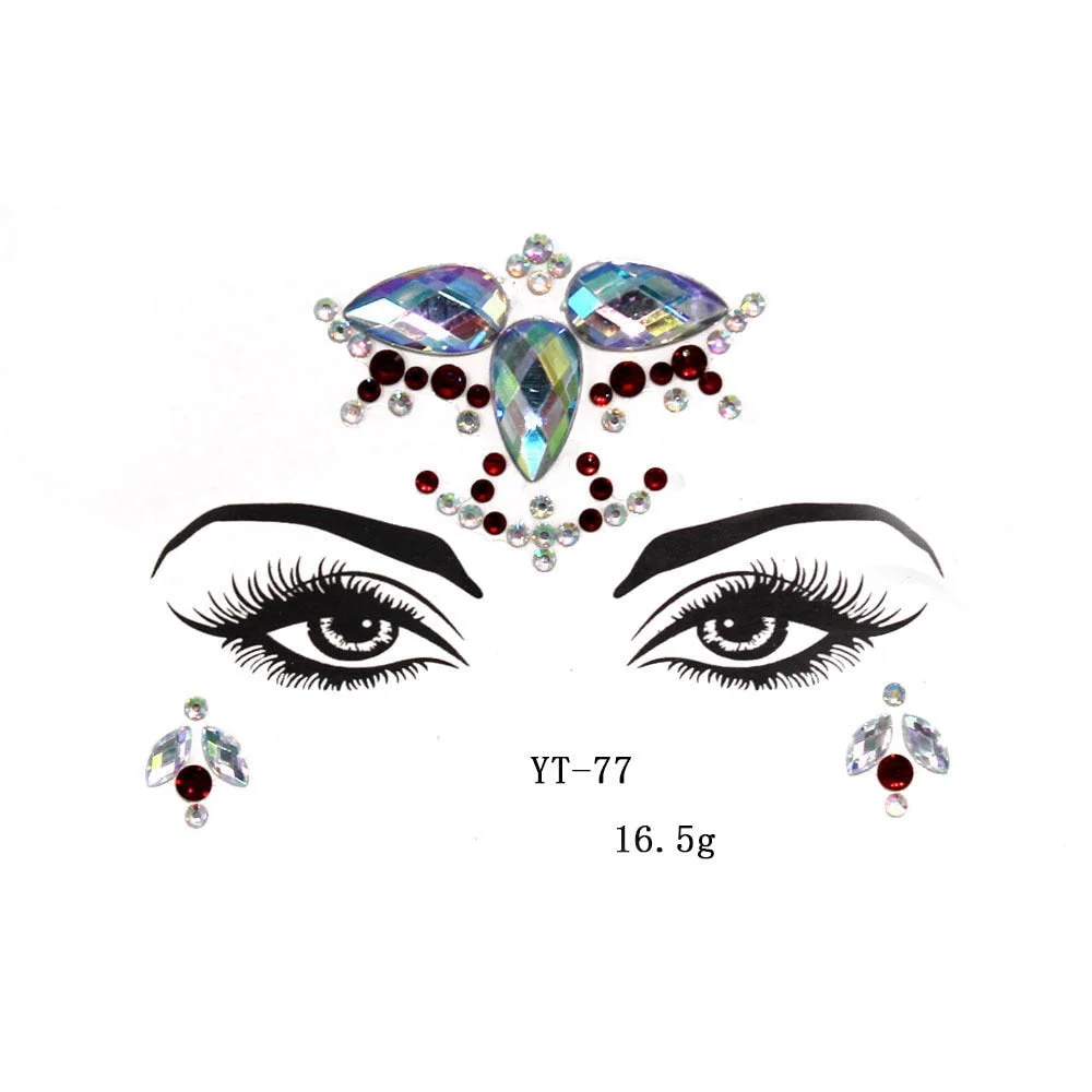 Facial Rhinestone Natural Resin Face Sticker Rhinestone Tattoo Makeup Party Christmas Party Face Decoration Makeup Stickers