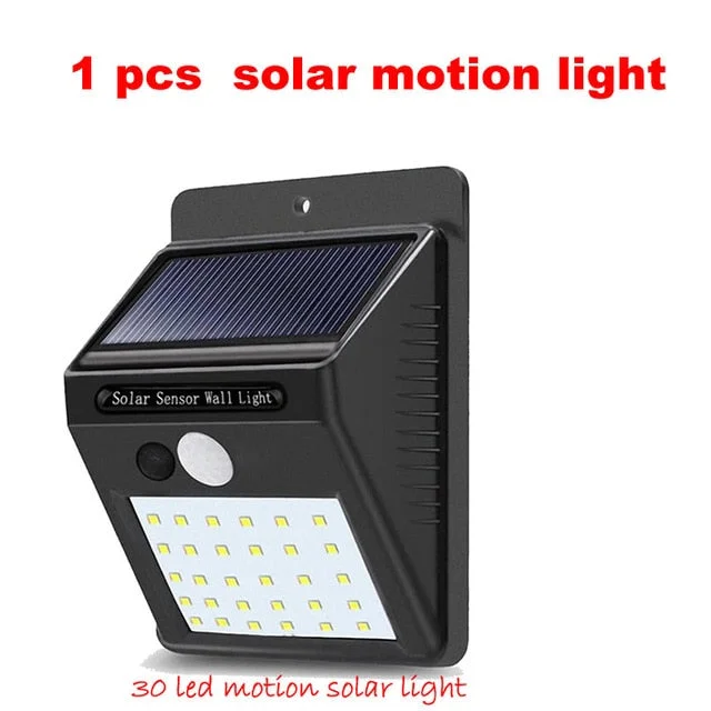 1-4pcs PIR Motion Sensor 30 LED Solar Light Outdoor Solar Powered LED Garden Light Waterproof Emergency Wall Lamp With Cable ene