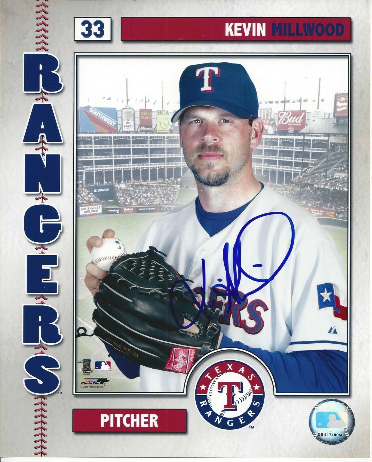 Kevin Millwood Autographed 8x10 Texas Rangers#S1038