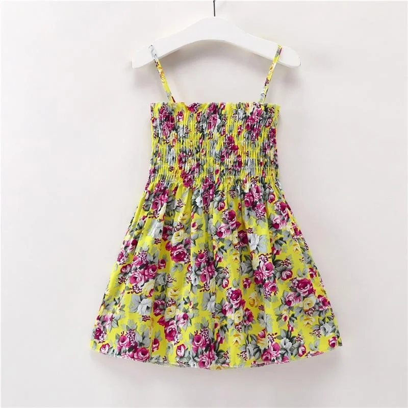 2021 Children Dresses Baby Girls Summer Cotton Elegant Sling Princess Dress Cute Print Sleeveless Kids Dress for 1-6 Years Girl