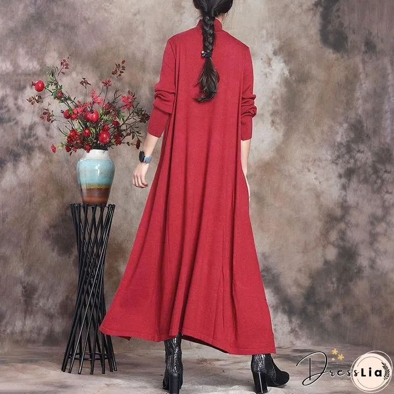 Solid Knitted High Neck Casual Dress ( Limited Stock)