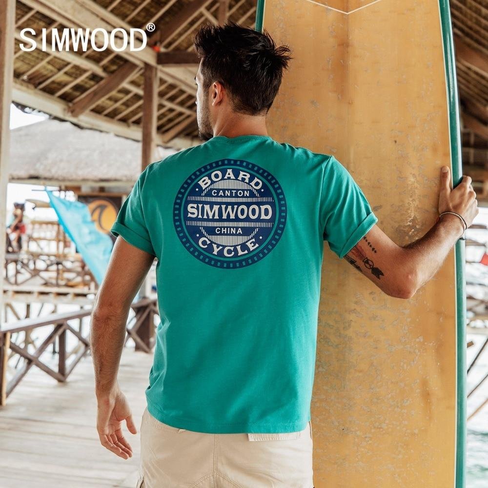 SIMWOOD Casual T-Shirts Men Letter Printed Fashion Tops Male Slim Fit Plus Size Brand Clothing 2021 Summer Camisetas 190074