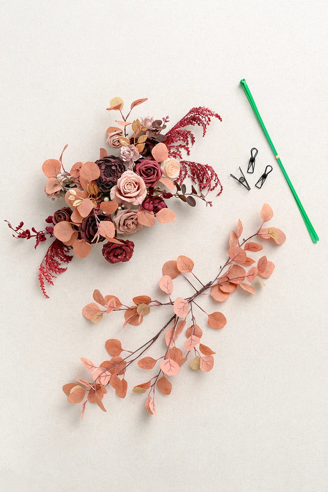 Free-Combined Flat Arch Flower Decor in Burgundy & Dusty Rose