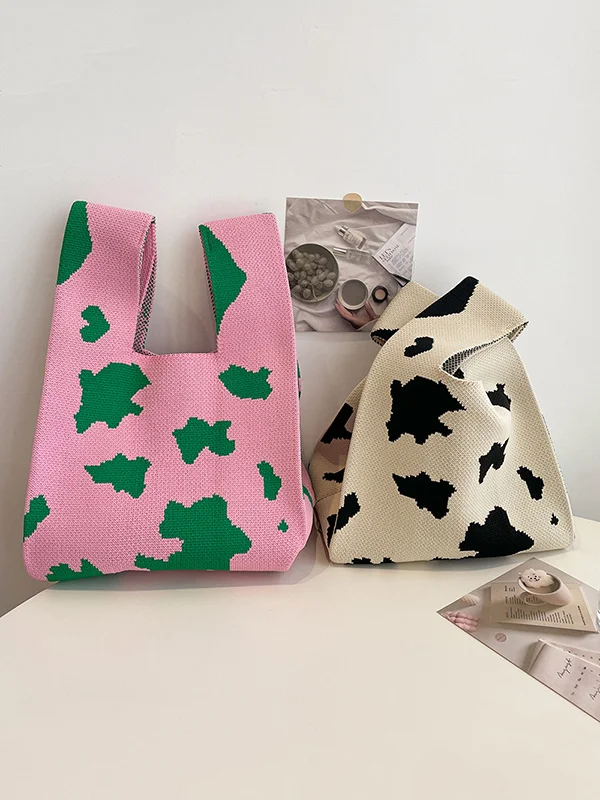 Urban Knitting Cow Pattern Bags Accessories Handbags
