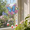 1PC Butterfly 5D DIY Diamond Painting Wind Chimes Suncatcher Kit Double Sided Diamond Art Kits Suncatcher with Crystal Pendant for Home Wall Window Decor Adults DIY Art Craft