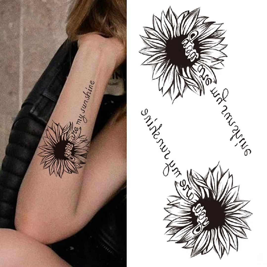 Lily Chains Flower Temporary Tattoo For Women Girls Rose Snake Lotus Tattoos Sticker Black Butterfly Fake Body Art Tatoos Back
