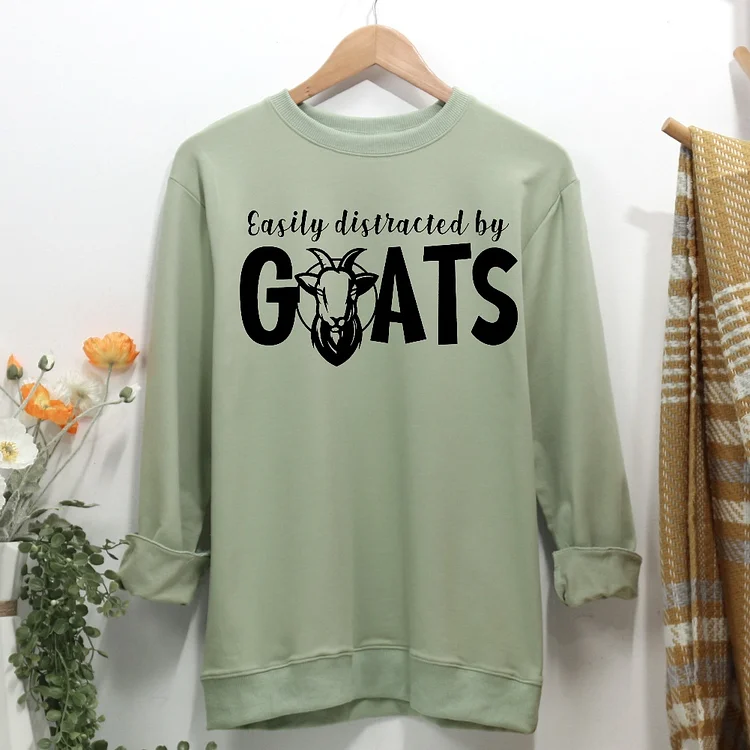 Easily Distracted By Goats Women Casual Sweatshirt-Annaletters