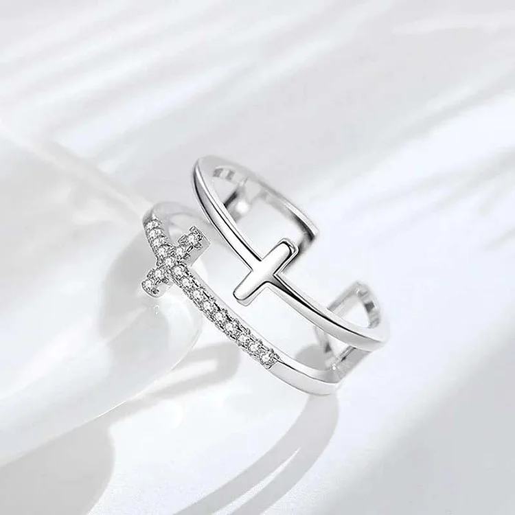 To My Daughter "Pray Through It" Twin Band Cross Ring Verceri