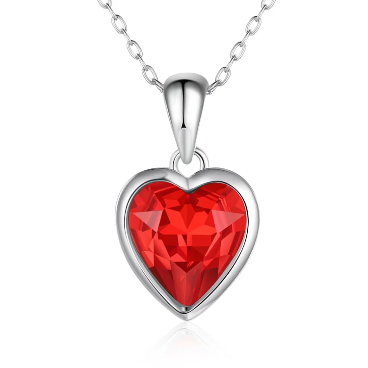 Heart Red Crystal Necklace Luxurious Ruby Necklace for Her