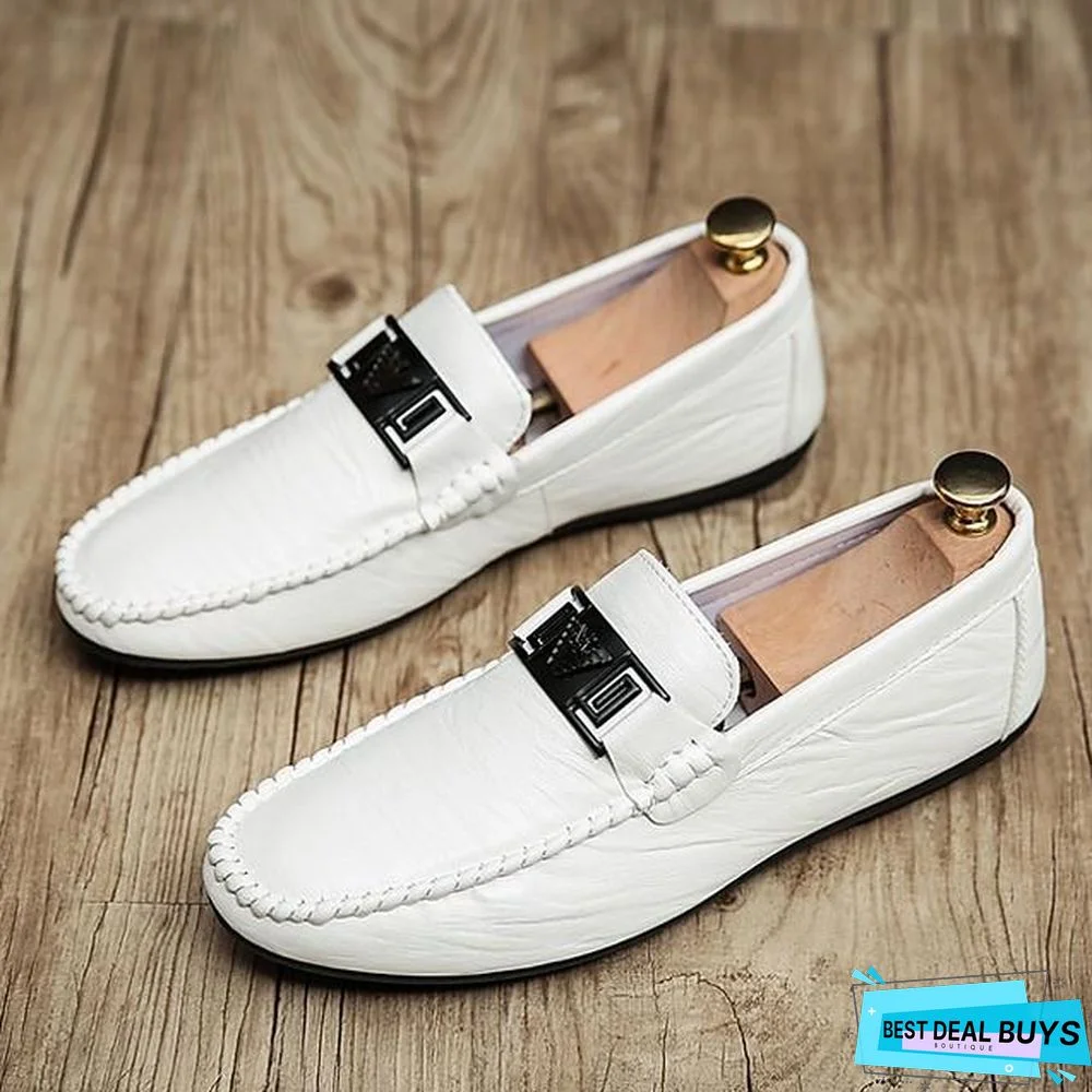 Men's Summer Daily Loafers & Slip-Ons Pu White / Black / Gray