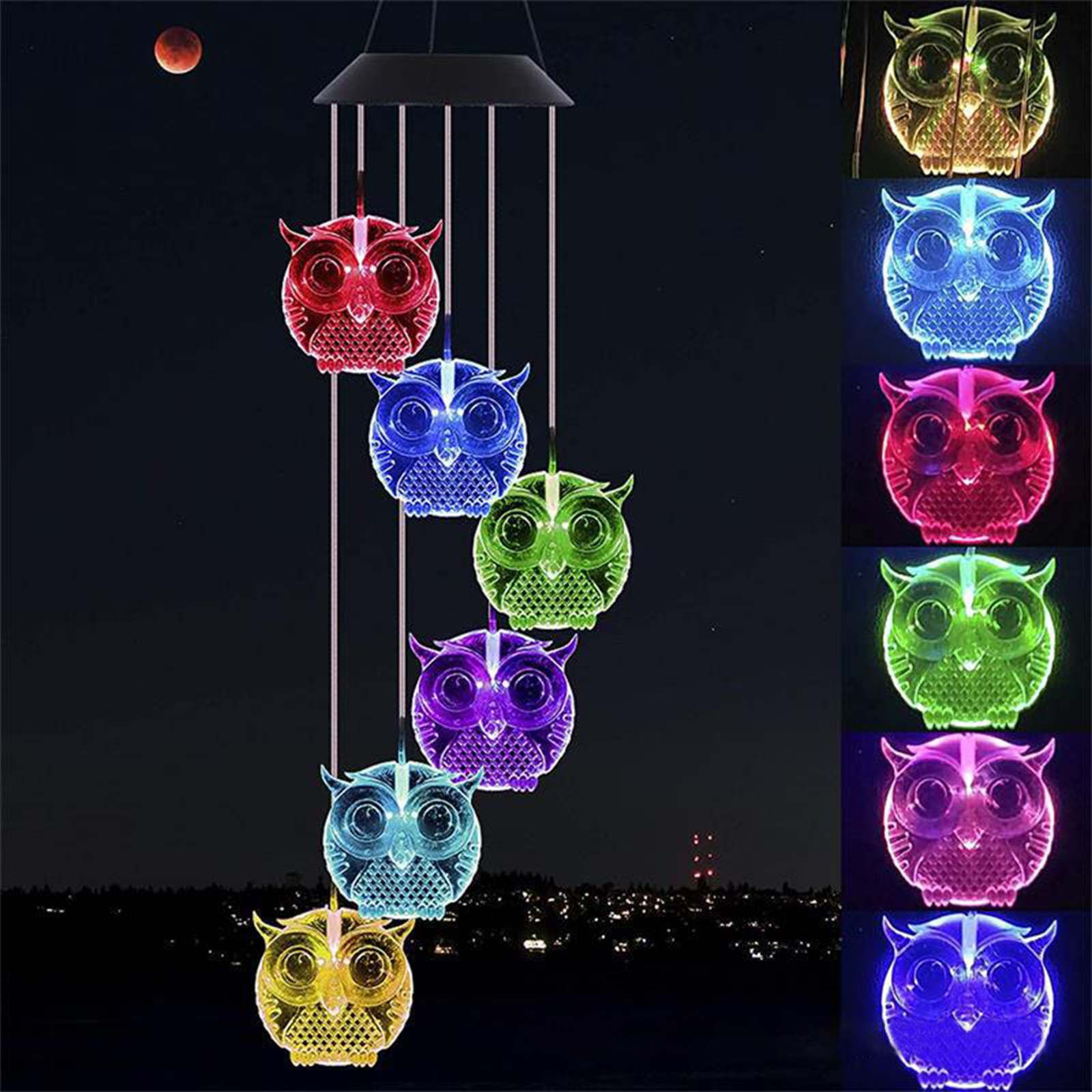 

Solar Color Changing Owl Bell-Wine Chimes Light, 501 Original