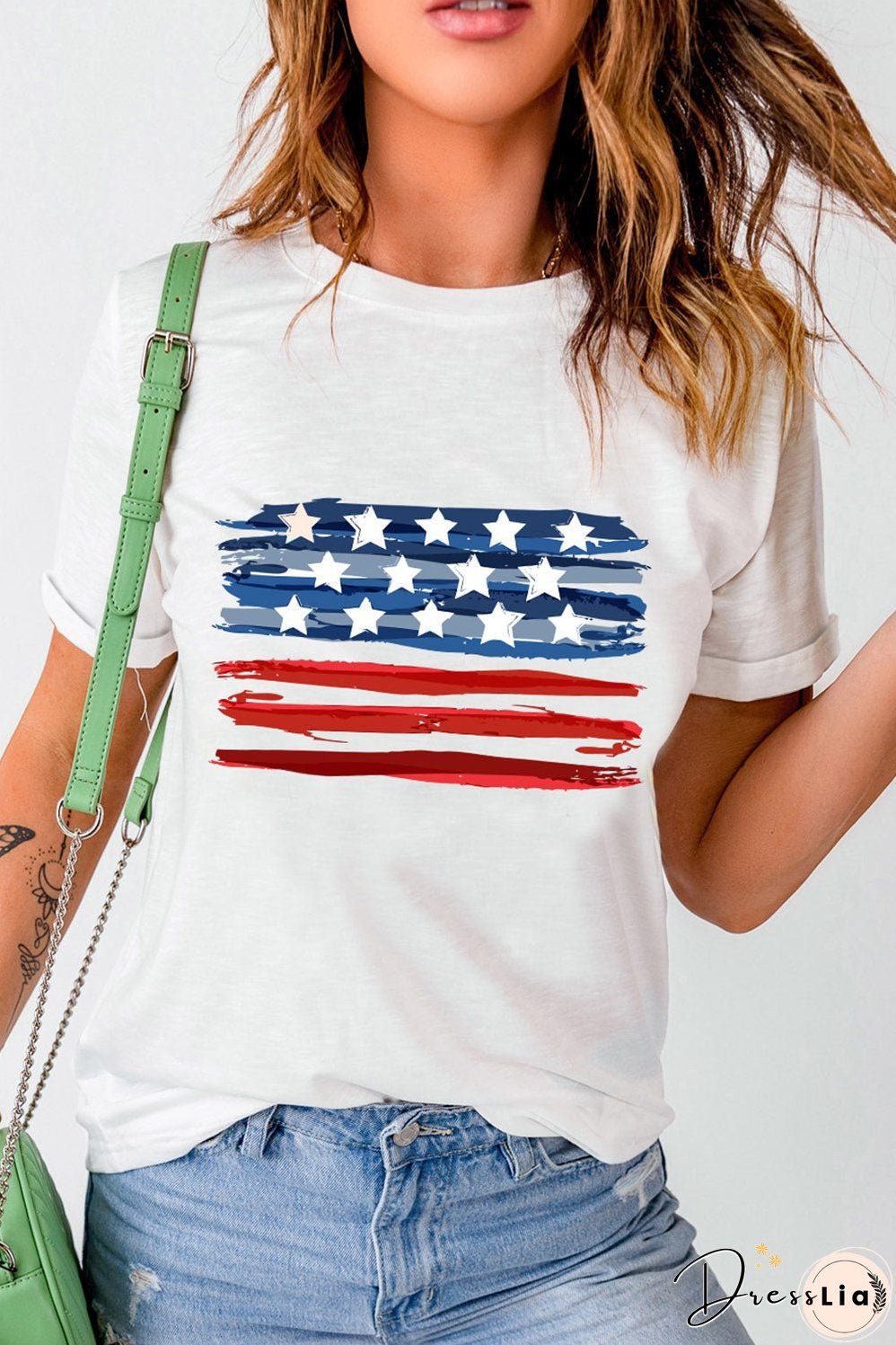 US Flag Graphic Round Neck Tee