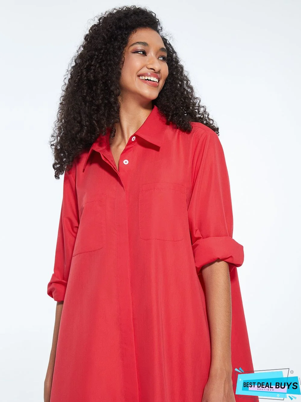 Shirt Dress Long sleeve Plain Simple Dress