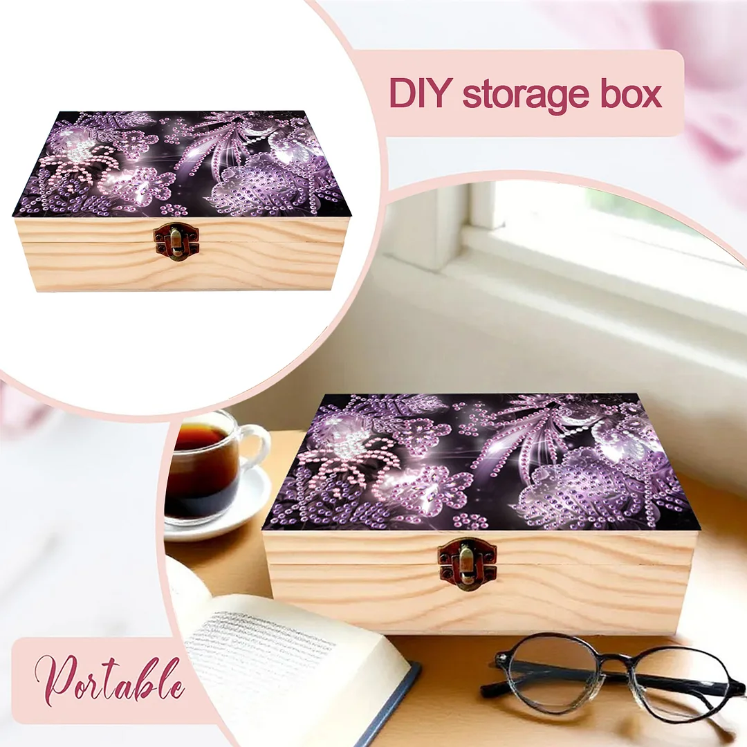 Purple Ambiance DIY Wooden 5D Diamond Art Diamond Art Storage Box for Adults