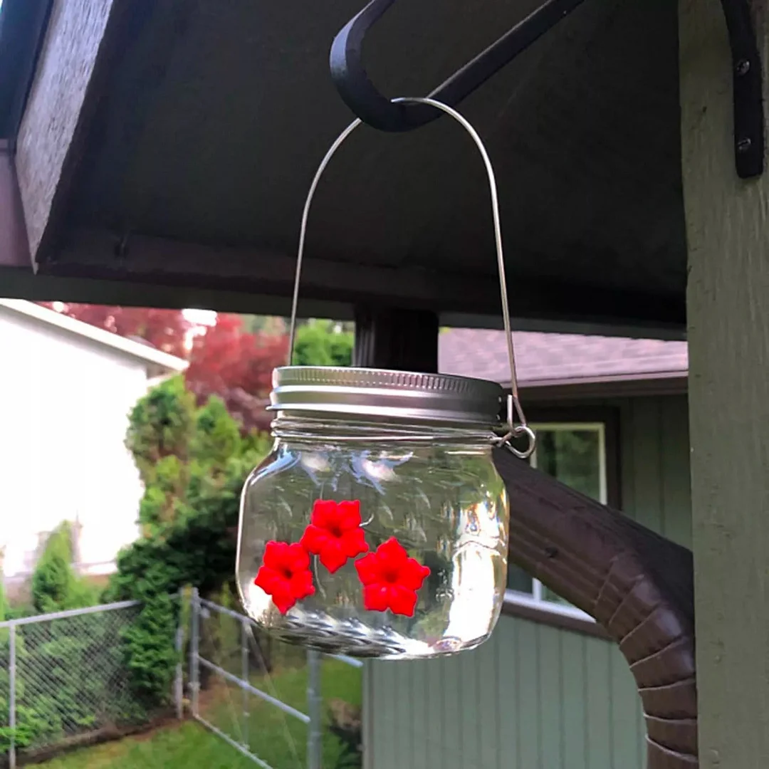 🎉 Last Day Promotion-50% OFF 🎉- Beautiful Mason Jar Hummingbird Feeder W/ Three Ports