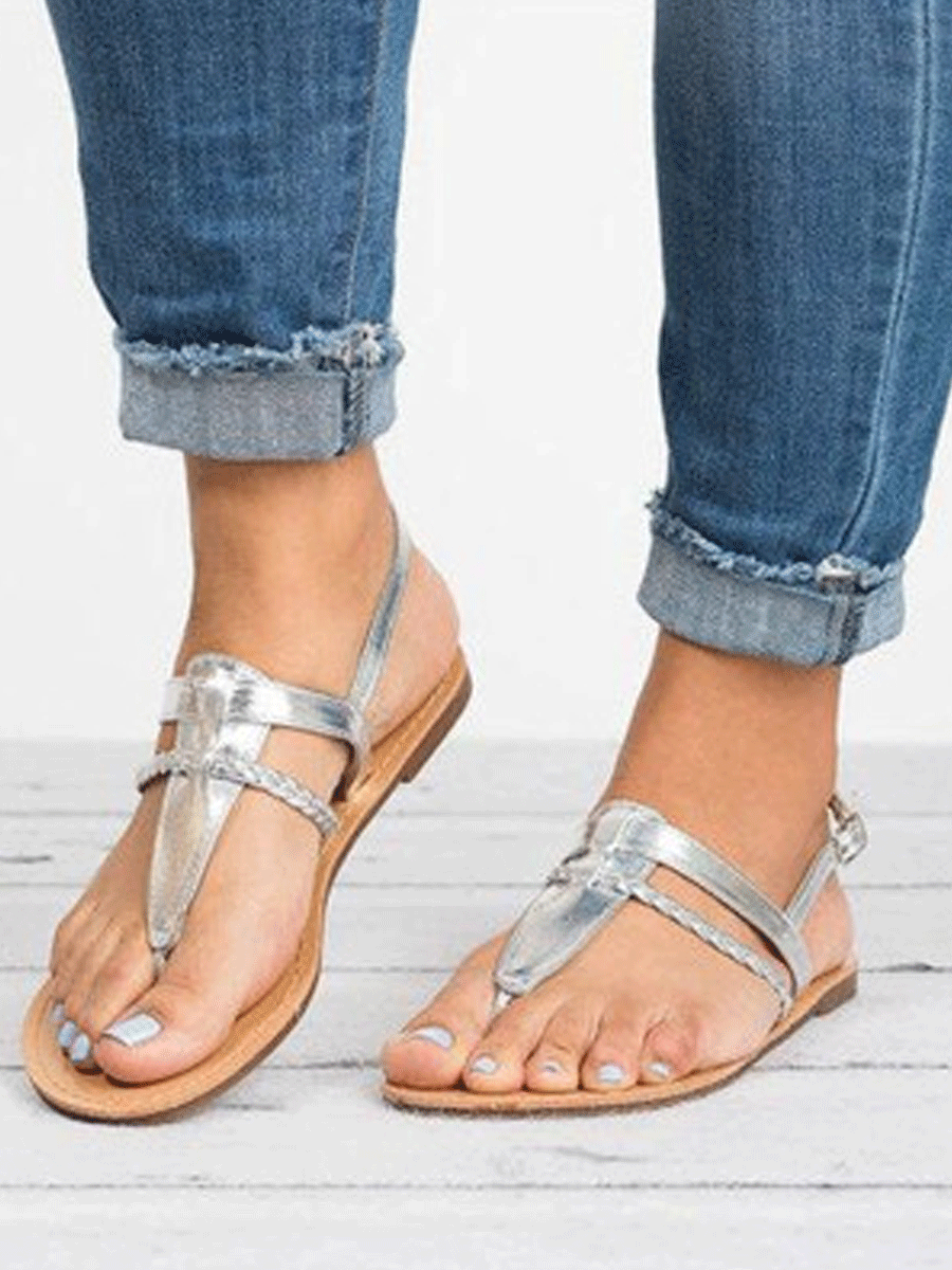 Summer Leopard Buckle Strap Flat Sandals