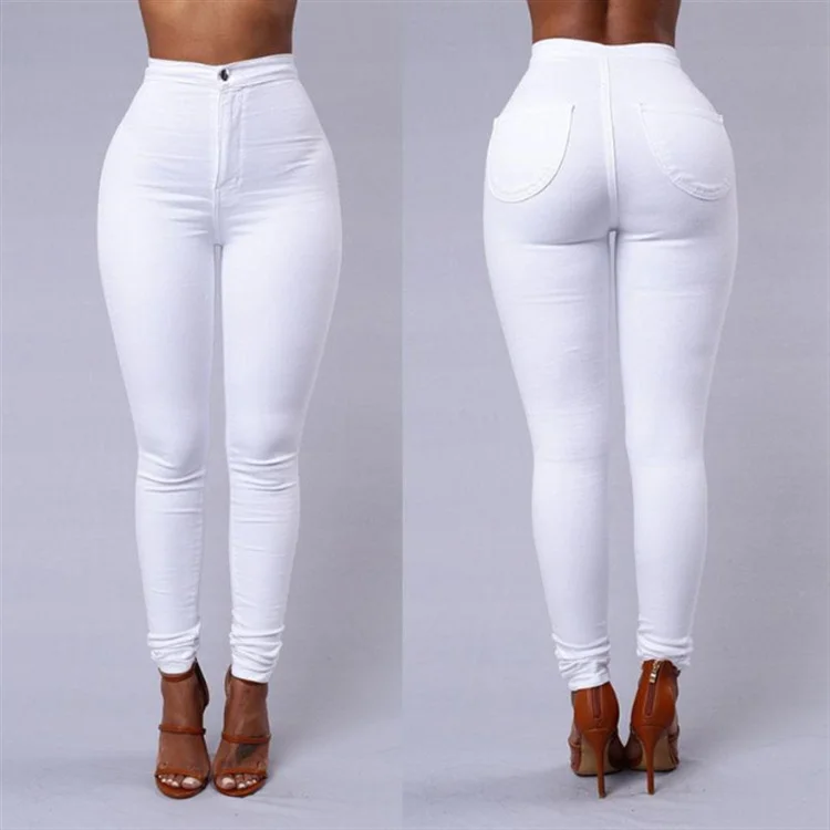 Women's Stretch High Waist Tummy Booty Slimming Butt Lift Plus-Size Denim Jeans Leggings Splicing High Waist Tight Skinny Elastic Leggings