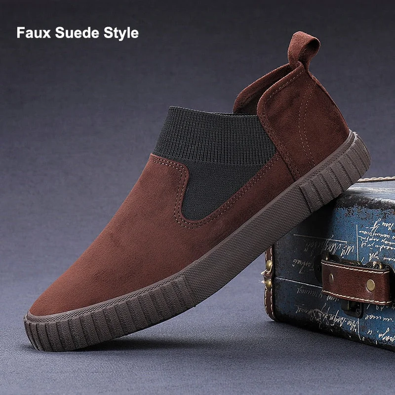 YITU New Fashion Low top Men's Vulcanized Shoes Flannel Slip on Loafer Designer Casual Shoes Spring Simple Flats