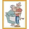 (Counted/Stamped) 14CT Old Married Couple - Cross Stitch 19*25cm/7.48*9.84in(Brand)