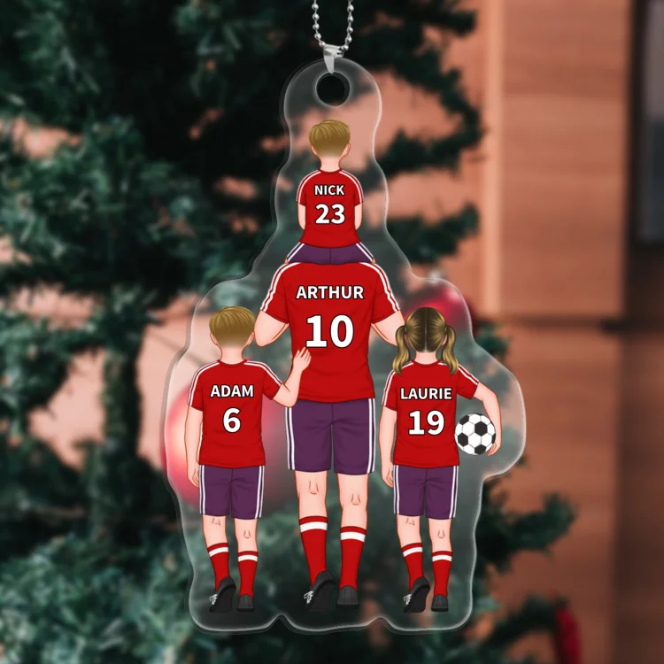 Portachiavi/Pendente acrilico da calcio con 2-4 nomi personalizzati Regali per la festa del papà | Jessemade