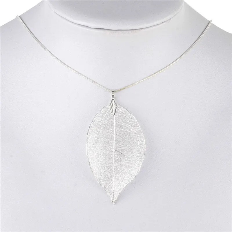 Natural Long Leaf Pendants Necklace Female Necklaces Fashion Jewelry For Women Stray Leaves Unique Sweater Pendant