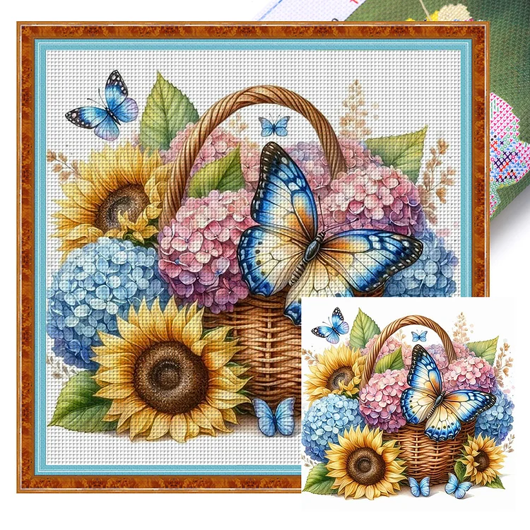 【Mona Lisa Brand-Cotton】Sunflower Butterflies (40*40cm) 11CT Stamped Cross Stitch gbfke