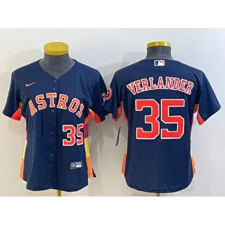 Youth Houston Astros #35 Justin Verlander Navy With Patch Cool Base Stitched Jersey AIZ8