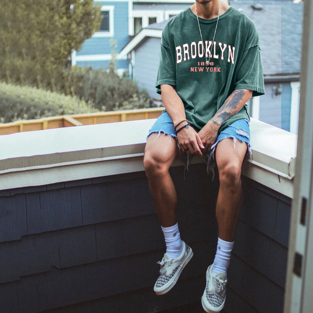 Men's Vintage BROOKLYN Print T-Shirt