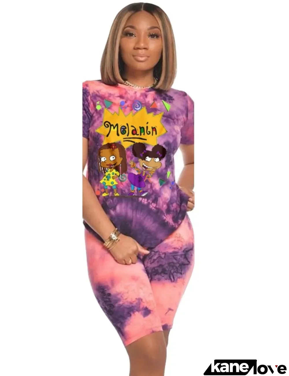 Summer Tie Dye Two Piece Biker Short Set