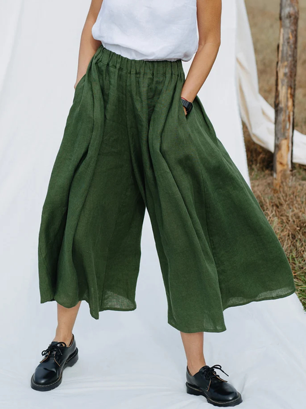 Loose Temperament Pleated Women's Cotton and Linen Pants tjj Shicloths