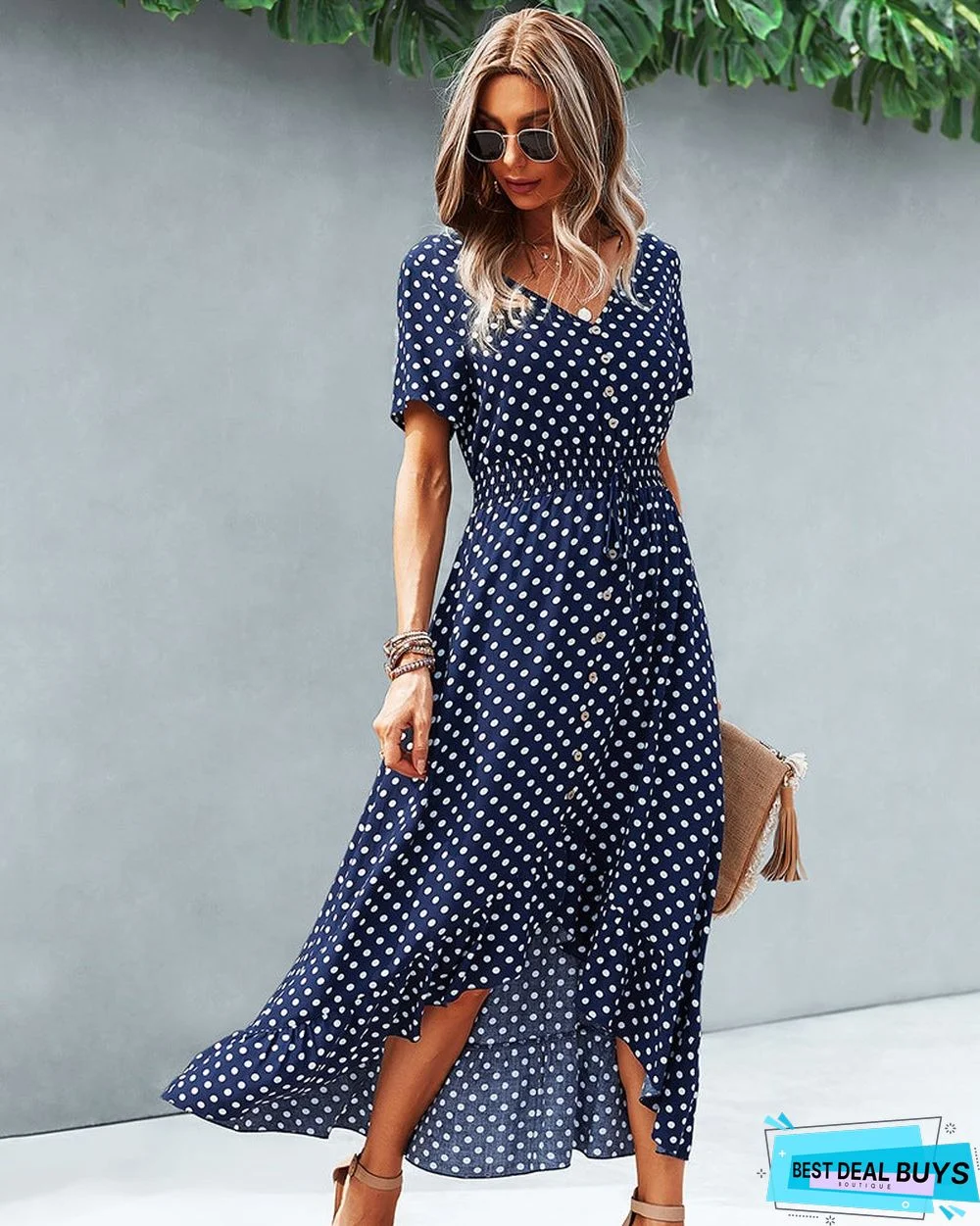 Fashion Holiday Dress Wave Point Skirt Before Short After Growing Up Dress