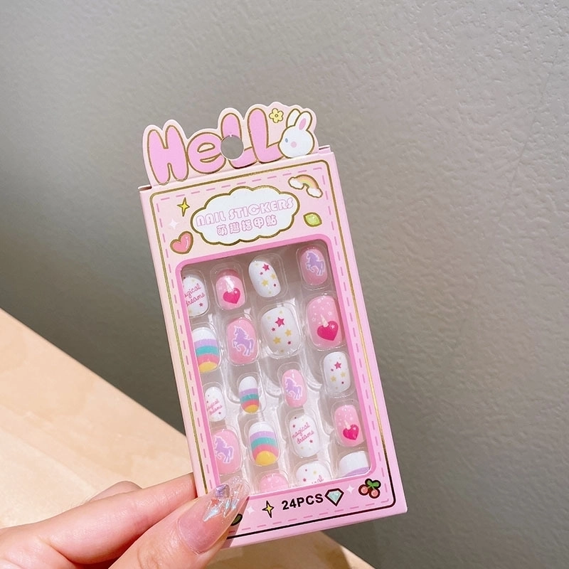 Cute Cartoon Character Stripe Plastic Nail Patches 1 Set