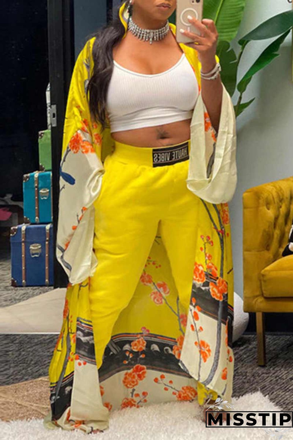 Red Fashion Casual Print Patchwork Outerwear(Without Belt)