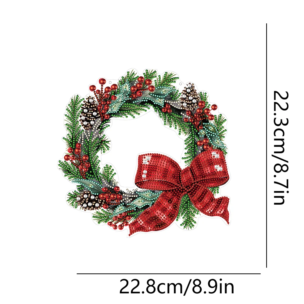 DIY Christmas Flower Wreath Acrylic Special Shaped Diamond Painting Wall Decor Wreath
