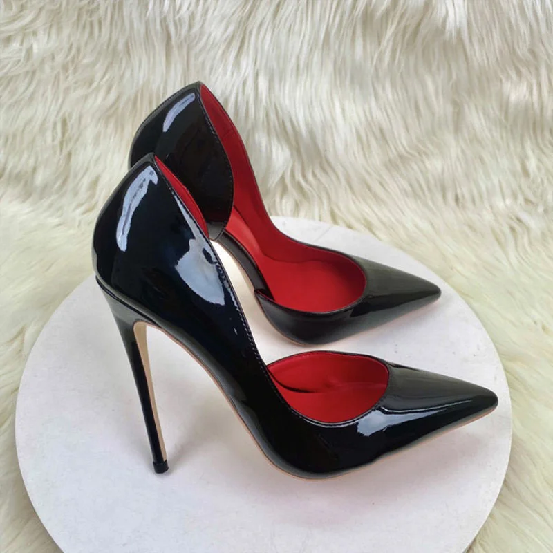 Breakj Breakj Air Red-Soled Black High-Heeled Women 2025 New Sexy Temperament Fine-Cut Sharp Leather Shallow Commuting Single Shoes