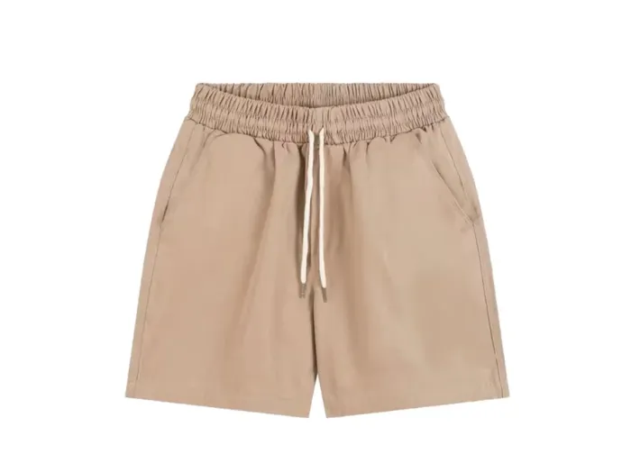 2025 Khaki elastic waist, youth style shorts