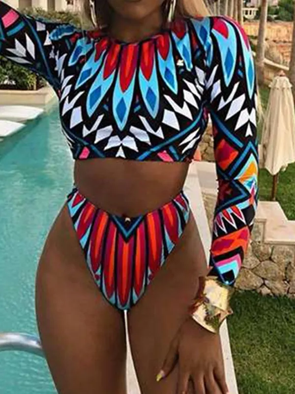 Floral Long Sleeve High-Waisted Wetsuit