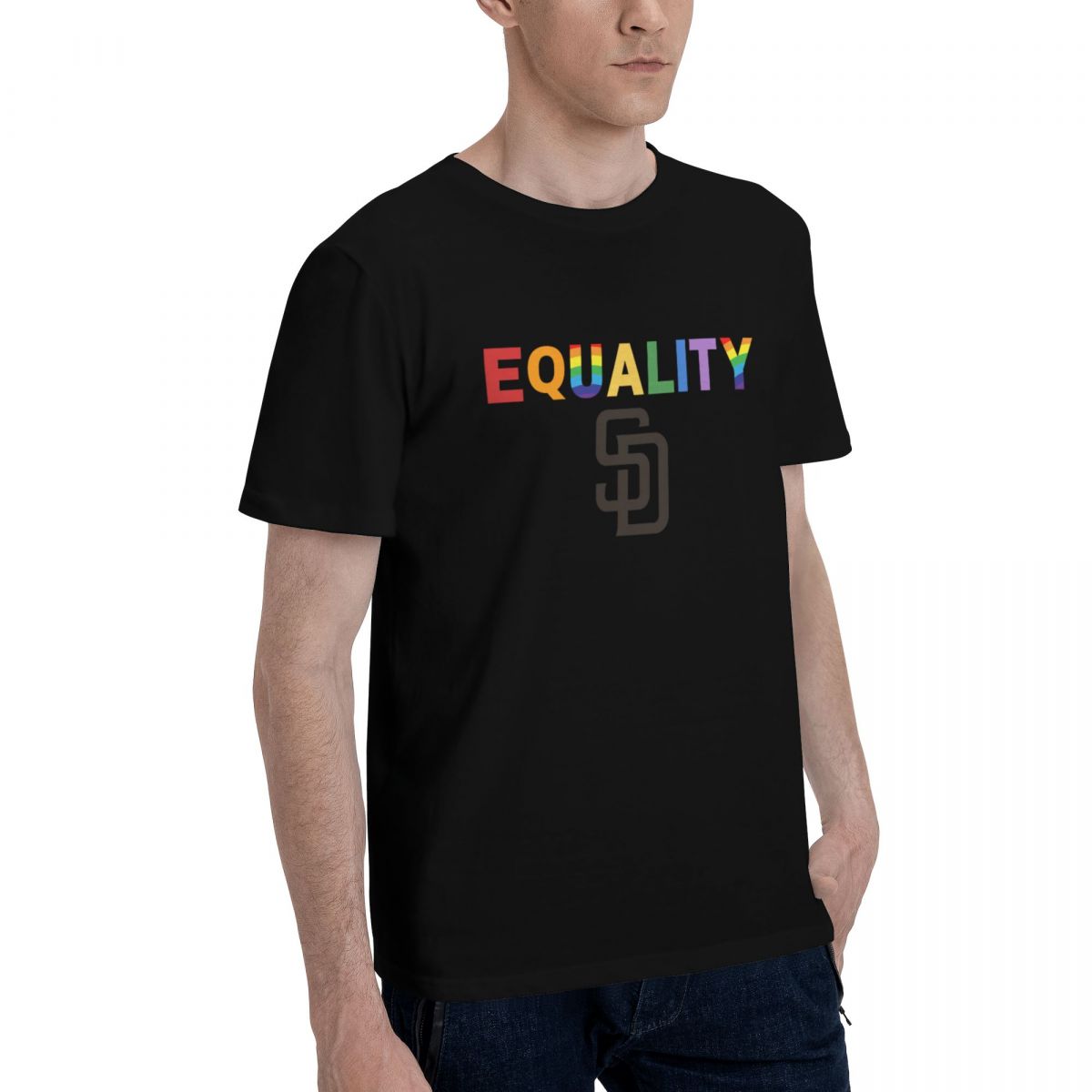 San Diego Padres Rainbow Equality Pride Printed Men's Cotton T-Shirt