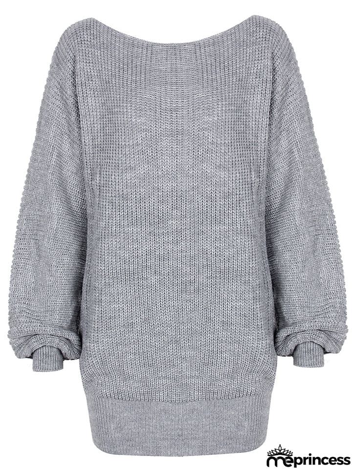 Comfortable Pullover Off-The-Shoulder Casual Loose Knit Sweater Mini Dress